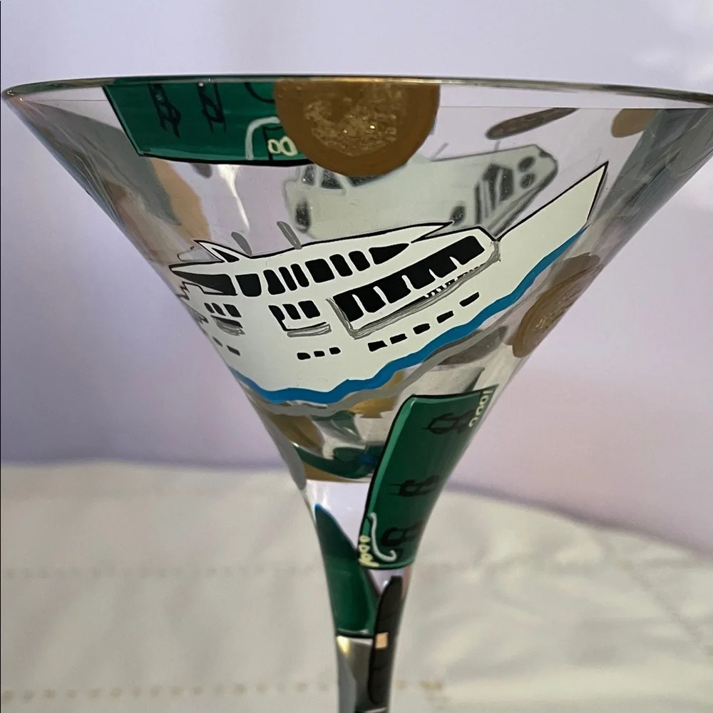 Artistic Martini Glass with Blue and Gold Accents Lolita brand new in box